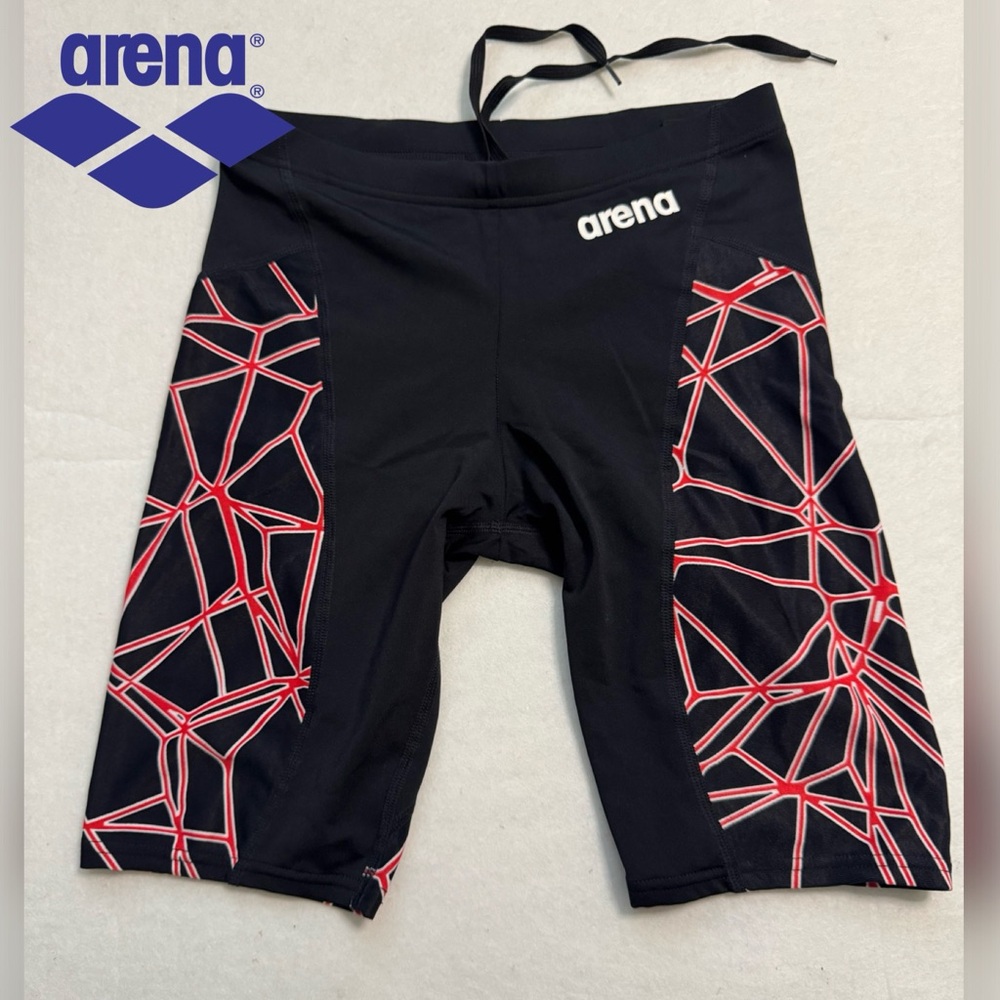 Arena Black Swim Jammers with Red Pattern